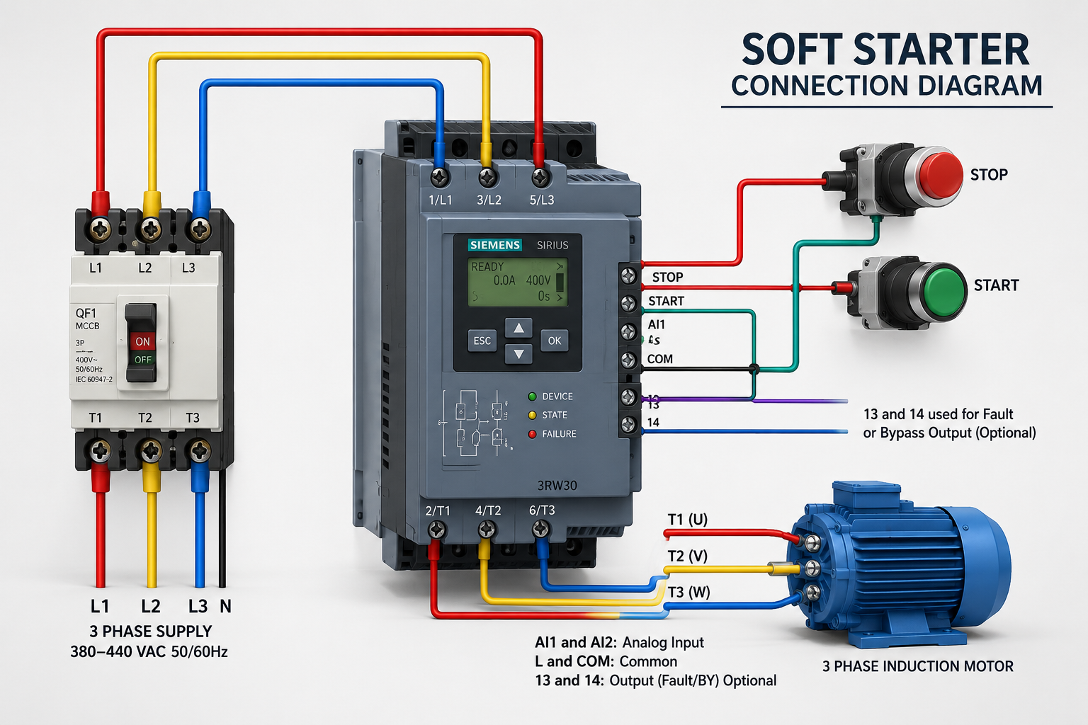 Diagrama de ligação Soft-starter